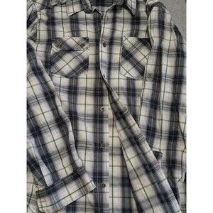 Helix Athletic Fit Button Up Plaid Shirt Black White Western Style Sz M